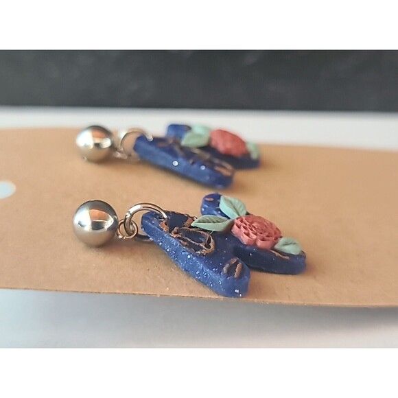 Polymer Clay Floral Dangling Earrings New - Picture 3 of 10